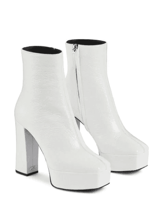 *clipped by @luci-her* Giuseppe Zanotti Morgana Square-toe Patent Leather Platform Boots In White | ModeSens