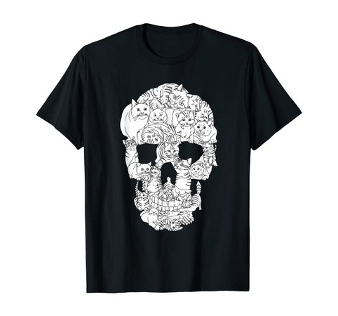 Amazon.com: Cat Skull Halloween Funny Goth Punk Emo Graphic Gift T-Shirt : Clothing, Shoes & Jewelry