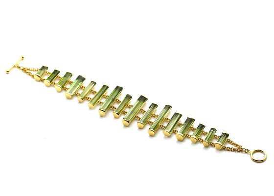Tresor Collection - Green Tourmaline Xylophone Bracelet in 18kt Yellow Gold - Couture Candy