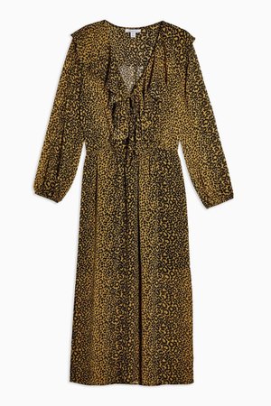 Leopard Print Ruffle Midi Dress | TopShop