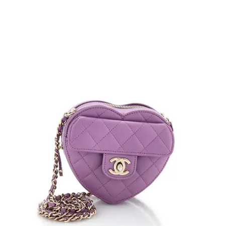 purple chanel heart bag