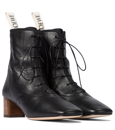 Lace-Up Leather Ankle Boots | Loewe - Mytheresa