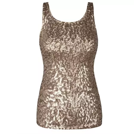 PrettyGuide Women Shimmer Glam Sequin Embellished Sparkle Tank Top Vest Tops Champagne, Large - Walmart.com