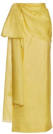 Hustle And Bustle Floral Jacquard Silk Blend Skirt - Womens - Yellow