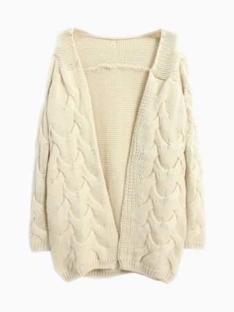 sweater, cardigan, beige, cream, choies, cute, knit, chunky knit, chunky sweater, winter outfits, winter sweater - Wheretoget