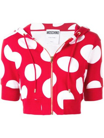 Moschino cropped polka dot hoodie $220 - Buy SS19 Online - Fast Global Delivery, Price