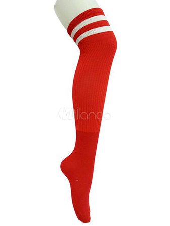 red thigh high socks