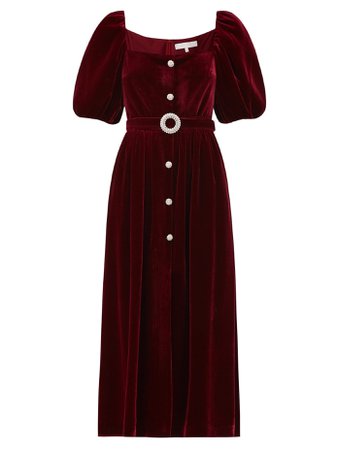 BORGO DE NOR Hazel Crystal-button Velvet Midi Dress - We Select Dresses