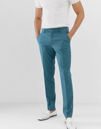 ASOS DESIGN skinny smart pants in teal blue | ASOS