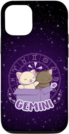 Amazon.com: iPhone 12/12 Pro Kawaii Cats Astrology Zodiac Gemini Case