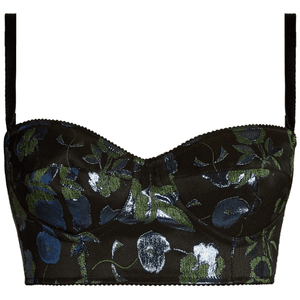 Floral-brocade bustier cropped top for $795.00 available on URSTYLE.com
