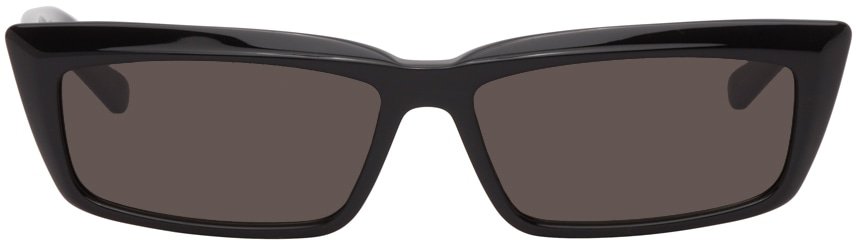 Balenciaga: Black Tip Rectangular Sunglasses | SSENSE