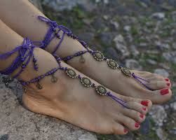 turquoise and purple barefoot sandals