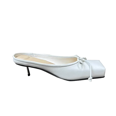 white satin kitten heel ballet bow pumps