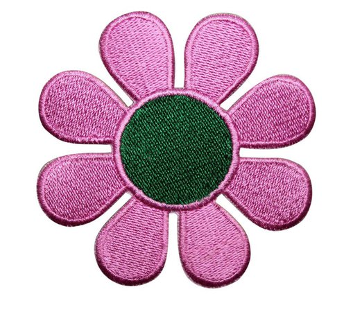 3 INCH Daisy Pink with Green Center Embroidered Iron On Patch | Etsy