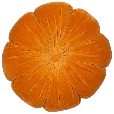 Flower Button Cushion - Orange - Courthouse Interiors