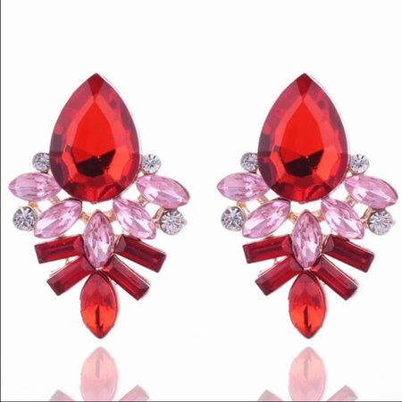 Jewelry | Red And Pink Statement Earrings | Poshmark