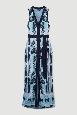 Slinky Jacquard Sleeveless Knitted Maxi Dress | Karen Millen