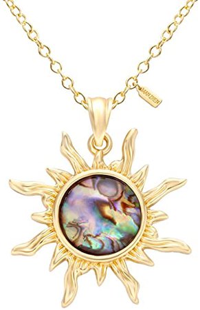 Amazon.com: MANZHEN Gold Tone Fashion Sun Sunflower Pendant Natural Abalone Shell Charm Necklace for Women(Gold): Jewelry