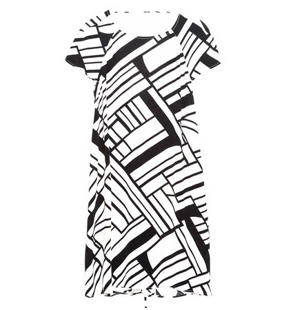 ZARA BLACK & WHITE GEOMETRIC PRINT DRESS