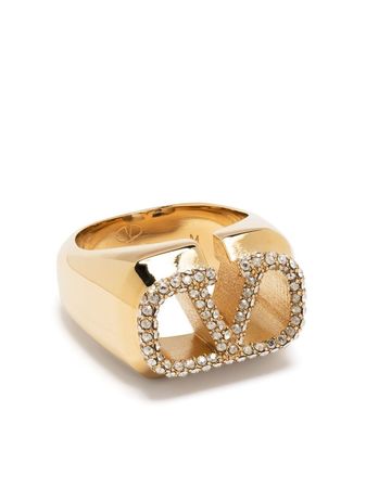 Valentino Garavani crystal-embellished VLogo Ring - Farfetch