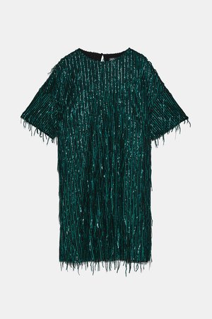 SHORT FRINGED DRESS - BEST SELLERS-WOMAN | ZARA United States green