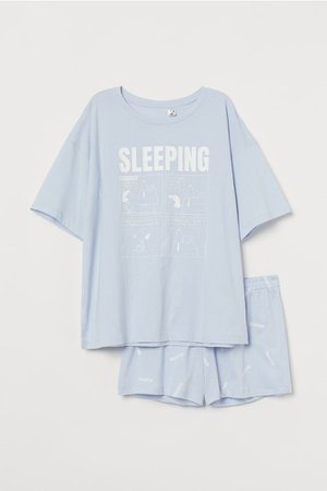 Pajama T-shirt and Shorts - Light purple/Snoopy - | H&M US