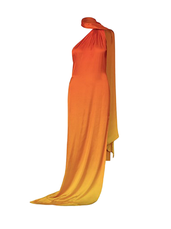 orange yellow dress sill chiffon gown