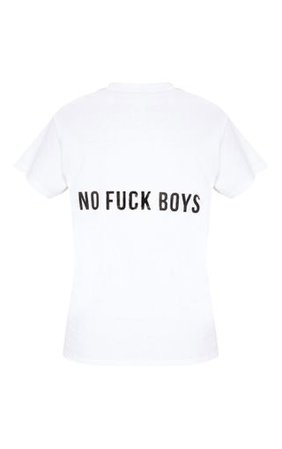 White No Fuck Boys Oversized T Shirt | Tops | PrettyLittleThing