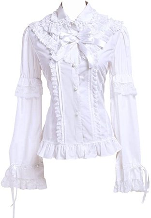Antaina White Cotton Ruffle Lace Vintage Victorian Sweet Lolita Shirt Blouse : Amazon.co.uk: Clothing