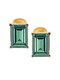 Shop Kenneth Jay Lane Goldtone & Emerald-Cut Crystal Clip-On Earrings | Saks Fifth Avenue
