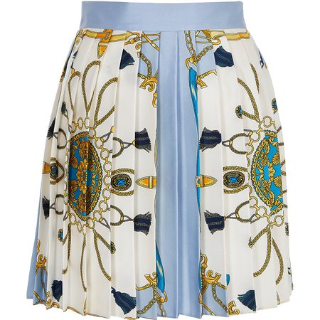 Light blue print pleated mini skirt | River Island