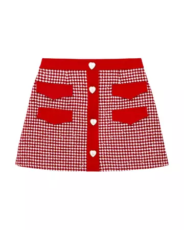 Red Tweed Mini Skirt Pockets