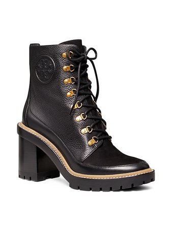 Shop Tory Burch Miller Lug-Sole Leather Hiking Boots | Saks Fifth Avenue