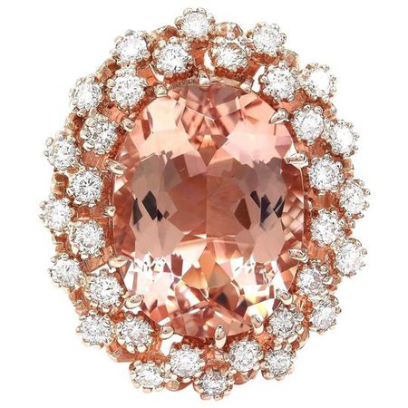 Peach 9.99 Carat Natural Morganite 14k Solid Rose Gold Diamond Ring - Tradesy
