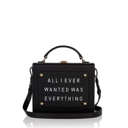 Art Bag "All I ever wanted is everything" Olivia Steele Black Leather Bag for Women | meli melo Official