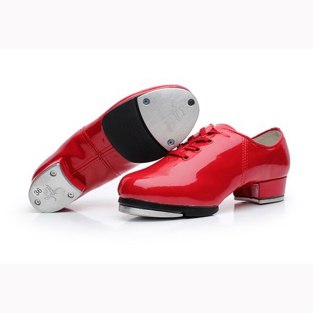 Shiny red tap dancing shoes