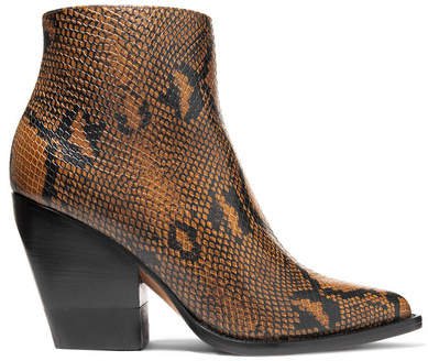 Rylee Snake-effect Leather Ankle Boots - Snake print