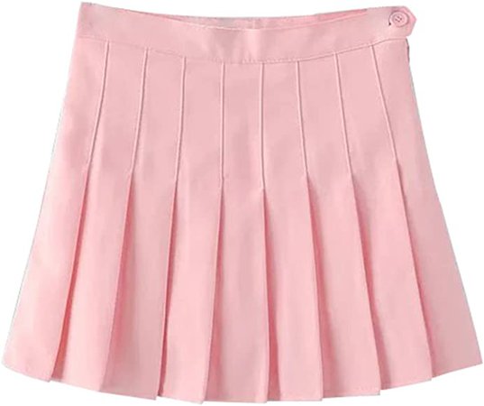 Yasong Women Girls Short High Waist Pleated Skater Tennis Skirt School Skirt Uniform with Inner Shorts Light Pink UK 12: Amazon.co.uk: Clothing