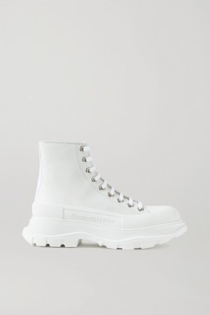 Canvas And Rubber Exaggerated-sole Ankle Boots - White