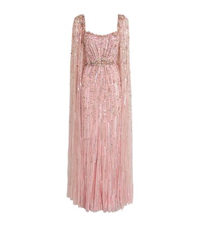 Jenny Packham EXCLUSIVE Embellished Cape-Detail Gown | Harrods AU