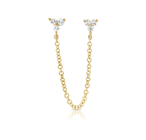 diamond trio chain earring
