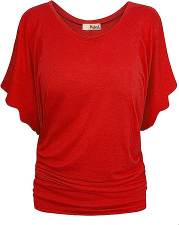 Womens Boat Neck Dolman Top Shirt KT44130X RED 1X at Amazon Women’s Clothing store