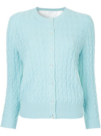 Shop blue Onefifteen cable knit cardigan with Express Delivery - Farfetch