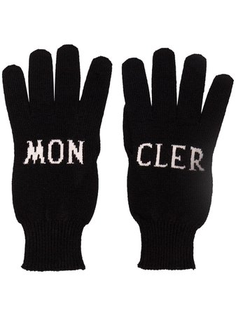 Moncler Intarsia Knit Logo Gloves - Farfetch