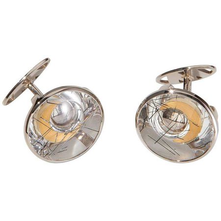 Cufflinks, White Gold, Yellow Gold, Rock Crystal with Tourmaline Needles For Sale at 1stdibs
