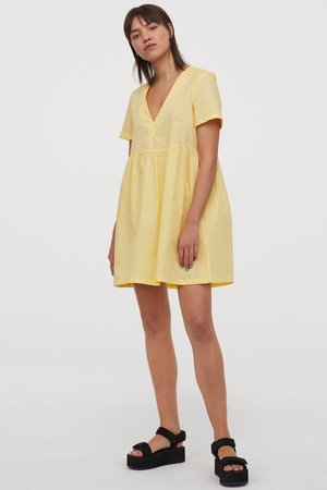 Vestido em algodão - Amarelo claro - SENHORA | H&M PT