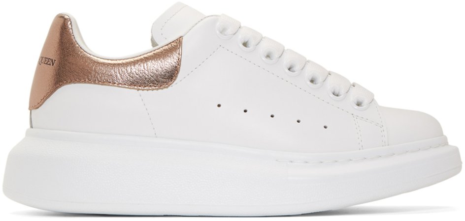 Alexander McQueen: White & Rose Gold Oversized Sneakers | SSENSE