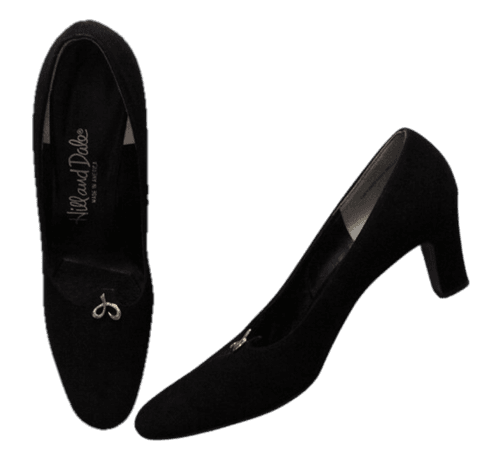 1960s suede leather pumps | black suede heels | Hilland Dale leather pumps