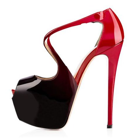 Black & Red Ombre Platform Open Toe Sandal Heels